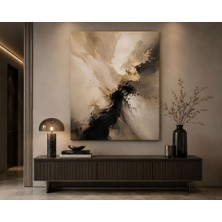Sennight Kanvas Tablo Modern Soyut Dokulu Bej Siyah Gold Geçişli Minimal Dekoratif Duvar Tablosu, Salon Antre Koridor Yatak Odası Ofis