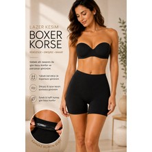 Nisanca Kadın Yüksek Bel Toparlayıcı Lazer Kesim Iz Yapmayan Boxer Şort Korse