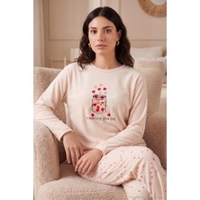 Lela Desenli Yumuşak Dokulu Uzun Kollu Pijama Takımı Kadın Pijama Takımı 65750155