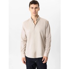 Back And Bond Bej Erkek Düğmeli Slim Fit Armürlü Gömlek B33T20024