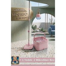 Ahir Ticaret Mopigo Spin Kare Döner Başlıklı Islak Kuru Temizlik Mop Seti (1 Yedek Bez Hediyeli)