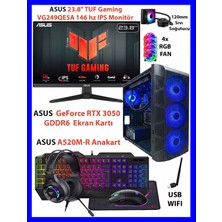 Comloji Ga-S Gaming Asus Dual Rtx 3050 + Ryzen 5 5500 16GB Ram 512GB M2 SSD + Asus Tuf 146Hz Monitörlü Sıvı Soğutuculu Full Set Oyuncu Bilgisayarı