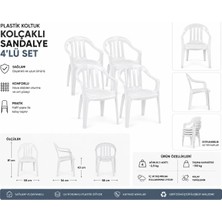 Darkss Plastik Beyaz Sandalye, Della, 4 Adet