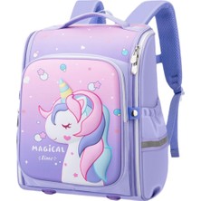 Ketojeminik Charsistore Unicorn Temalı Kız Çocuk Okul Çantası, 3D Baskılı, Eflatun/mor Renkli