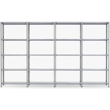 Rafiste 5 Katlı 4'lü Civatalı Hafif Yük Rafı 200X31X374 Cm, Depolama Rafı Gri