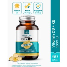Naturagen Vitamin D3 + K2 1000 IU 60 Softgel Kapsül Gluten Free TR Menşeli Takviye Edici Gıda