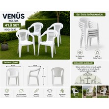 Violet Plastik Sandalye Koltuk , Beyaz, Venüs, 4 Adet