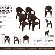 Violet Rattan Plastik Sandalye, Flash, Kahverengi, 4 Adet
