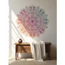 S Digital Bohem Tarzı Renkli Mandala Duvar Sticker - 2 Ölçü Seçeneği - Renkli Modern Desen - Kendinden Yapışkanlı Mat Pvc Folyo
