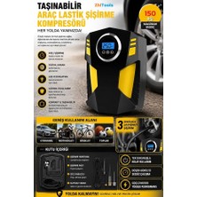 Sepetine Gelsin Sepetinegelsin 12V Dijital Ekranlı 150 Psi Lastik Hava Şişirme Pompası