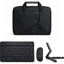Microcase Honor Magicpad 4 12.3 Inch ile Uyumlu Macbook Laptop Çantası 2 Bölmeli + Bluetooth Klavye+Mouse+Tablet Standı Siyah AL5568