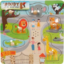 Woody Ahşap Hayvanlar Tutmalı Puzzle 6 Parça