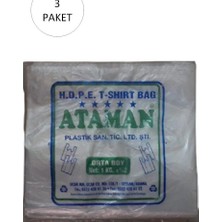 Kuzgun Ticaret Kalın Şeffaf Atlet Poşet Orta Boy 27X47 cm 1 kg (3 Paket-Takriben 435 Adet)