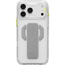 iPhone 18 Pro Kılıf M-Safeli Teknoloji Desenli Skinarma Helio Ce Mag Charge Standlı Kapak Şeffaf