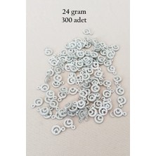 Kuzgun Ticaret Oya Abiye Bileklik Kolye Pleksi Metalik Plastik Pul Gümüş Renk 24 Gram 300 Adet - BNC576