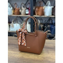 V'SHINE Model 3108 - Fular Detaylı El ve Omuz Çantası - (Taba)
