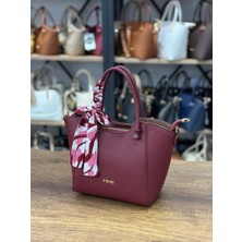 V'SHINE Model 3108 - Fular Detaylı El ve Omuz Çantası - (Bordo)