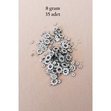 Kuzgun Ticaret Oya Abiye Bileklik Kolye Pleksi Metalik Plastik Pul Gümüş Renk 8 Gram 35 Adet - BNC501