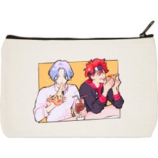 Designedfy Clutch Anime Baskılı Bez Makyaj Çantası, Kalemlik, El Çantası