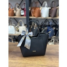 V'SHINE Model 3108 - Fular Detaylı El ve Omuz Çantası - (Siyah)