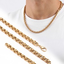 Moncuk Design Marin Zincir Erkek Çelik Kolye 5 mm 55 cm Gold 3351ECK010