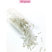 Kuzgun Ticaret Uzun Boru Kesme Boncuk Çap 2mm Uzunluk 10 mm - 60 Gram - Parlak Gümüş - BNC296