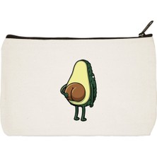 Designedfy Clutch Avokado Baskılı Bez Makyaj Çantası, Kalemlik, El Çantası