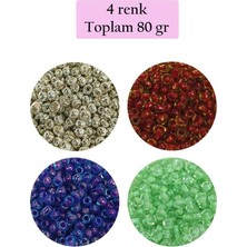Kuzgun Ticaret Dökme Cam Kum Boncuk (8/0) 3 mm - 4 Renk - Toplam 80 Gram - BNC417