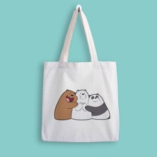 Designedfy We Bare Bears Baskılı Bez Çanta