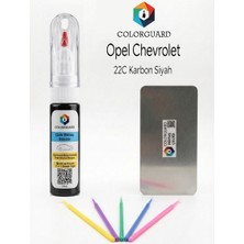 COLORGUARD Opel 22C Karbon Siyah Rötuş Seti - 2 si 1 Arada İğne ve Fırça Uçlu Şişe, Rötuş Çeliği ve Rötuş Çubuğu