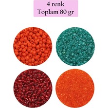 Kuzgun Ticaret Dökme Cam Kum Boncuk (11/0) 2 mm - 4 Renk - Toplam 80 Gram -  BNC402