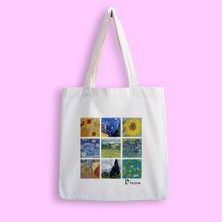 Designedfy Van Gogh Collage Art 2 Baskılı Bez Çanta