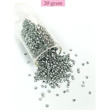Kuzgun Ticaret Kesme Cam Boncuk 2mm - 20 Gram - Mat Gümüş -BNC333