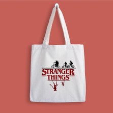 Designedfy Stranger Things 4 Baskılı Bez Çanta %100 Pamuk Su Geçirmez Eğlenceli Aksesuar