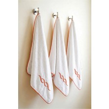 Motif Tekstil 3'lü Set Mutfak ve El/yüz Havlusu 30X50 cm %100 Pamuk - Turuncu Sarmal