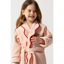 Motif Tekstil Mini Bisous Çocuk Bornozu Pamuklu Kroşeta Detaylı - Pudra Pembesi - 9-10 Yaş
