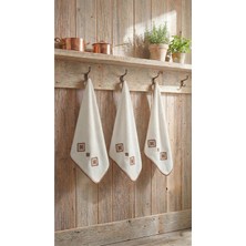 Motif Tekstil 3'lü Set Mutfak ve El/yüz Havlusu 30X50 cm %100 Pamuk - Koyu Kahverengi