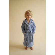Motif Tekstil *ihraç Fazlası* Çocuk Bornozu Kapüşonlu Cepli Premium Microcotton %100 Pamuk -Hafif Kusurludur- - Mavi - 1-2 Yaş