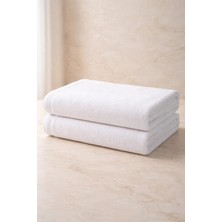 Motif Tekstil -Hafif Defoludur- 2'li Banyo Havlusu Seti Kadın-Erkek 85X150 cm Premium Microcotton %100 Pamuk - Beyaz