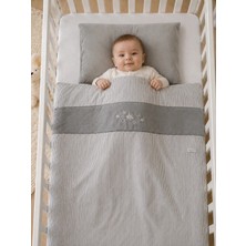 Motif Tekstil %100 Pamuk Saten Bebek Nevresim Seti 100X130 Nevresim 40X60 Yastık Kılıfı (*çarşafsız*) - Gri