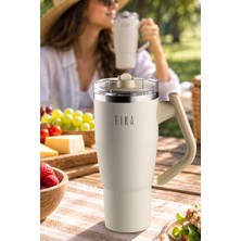 Neoflam Fika Lumi Patentli Döner Kulplu Sızdırmaz Çift Ağızlıklı Çelik Termos 950 ml - Bej