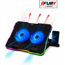Fury E-Sport Rgb Laptop Soğutucu 2 Fanlı Ayarlanabilir Standlı Notebook Soğutucu