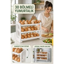 Bauer Tools 30 Bölmeli Yumurta Kutusu 3 Katlı Yumurtalık Buzdolabı Organizeri Saklama Kabı G-771