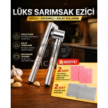 Gio Ticaret – Lüks Sarımsak Ezici – Ergonomik Pres – 2 Adet Çok Amaçlı Sebze Meyve Temizleme Patates Soyma Fırçası ve 2 Adet Tencere Tava Ovma Bezi Hediyeli