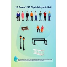 Aysluka 16 Parça Renkli Maket Insan Seti 1/50 Ölçek 3.5cm, Minyatür Insan Figürleri