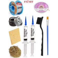 Smnr Lehim Seti 40G 0,5mm Lehim Teli Cp-2,0mm Fitil RSIASM559 Krem Flux Havya Ucu Temizleyici Seti Çiftfırça TK233