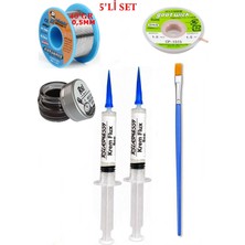 Smnr Lehim Seti 40G 0,5mm Lehim Teli Cp-1,5mm Fitil RSIASM559 Krem Flux Havya Ucu Temizleyici Seti Fırça TK98