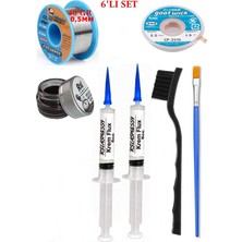 Smnr Lehim Seti 40G 0,5mm Lehim Teli Cp-2,5mm Fitil RSIASM559 Krem Flux Havya Ucu Temizleyici Seti 2fırça TK115
