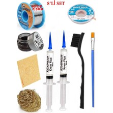 Smnr Lehim Seti 40G 0,5mm Lehim Teli Cp-2,5mm Fitil RSIASM559 Krem Flux Havya Ucu Temizleyici Seti Çiftfırça TK218