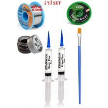 Smnr Lehim Seti 40G 0,5mm Lehim Teli 2uul-2,0mm Fitil RSIASM559 Krem Flux Havya Ucu Temizleyici Seti Fırça TK37